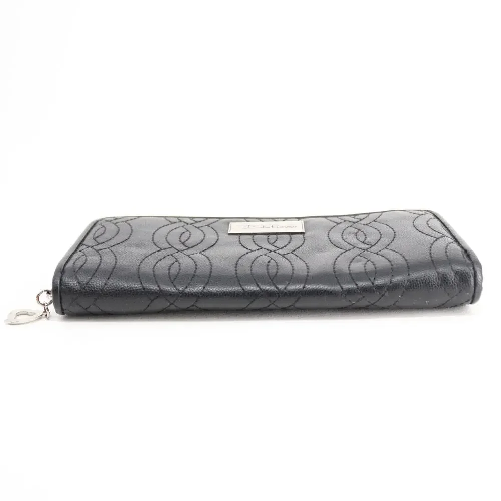 Bella Russo Wallet Black Faux Leather Quilted Clutch ID Card Cash Coin Accordion